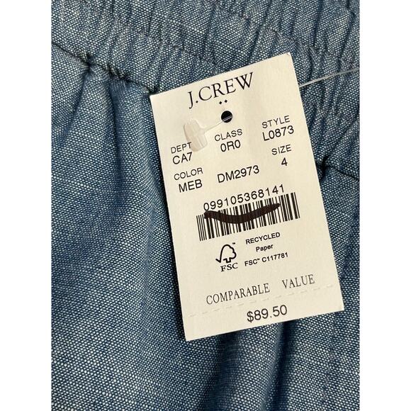 NWT‎ J.Crew Women's Chambray Drawstring Pocket Pull-On Tapered Leg Pants Size 4 - Picture 5 of 8